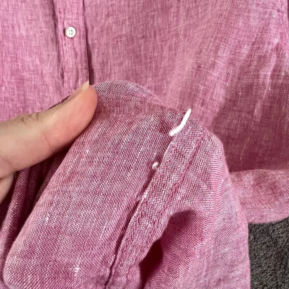Banana Republic Camden Standard‎ Fit Button Down Shirt Mens L Pink 100% Linen